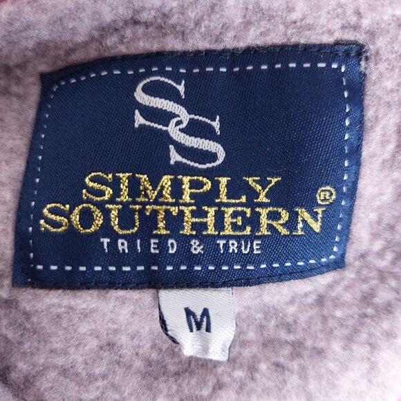 Simply Southern Womens Medium Pullover Pink Heather Fleece Sweatshirt 1/4 Snap - Picture 11 of 13